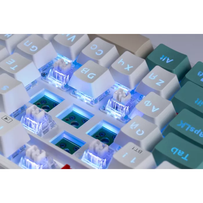 Клавиатура Redragon Veigar механическая белый/синий USB беспроводная BT/Radio for gamer LED (71476) кабель 1.5м