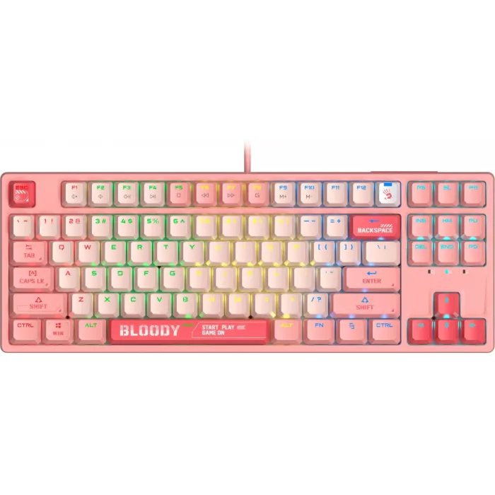Клавиатура A4Tech S87 Energy механическая розовый USB for gamer LED (S87 USB ENERGY PINK) кабель 1.8м