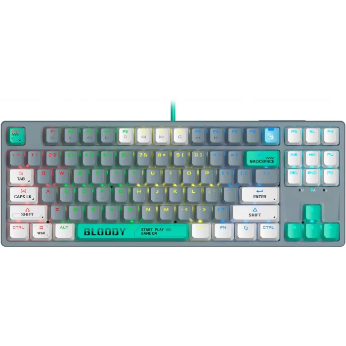 Клавиатура A4Tech S87 Energy механическая серый USB for gamer LED (S87 USB ENERGY ASH) кабель 1.8м
