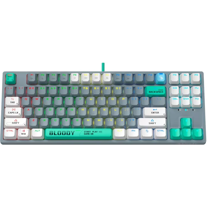 Клавиатура A4Tech S87 Energy механическая серый USB for gamer LED (S87 USB ENERGY ASH) кабель 1.8м