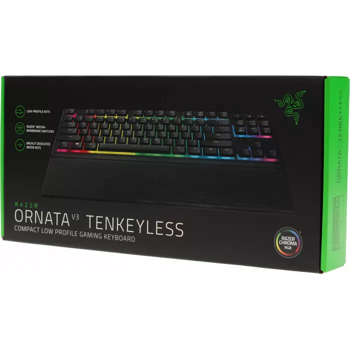 Клавиатура Razer Ornata V3 Tenkeyless механическая черный USB Multimedia for gamer LED (подставка для запястий) (RZ03-04881600-R3R1)