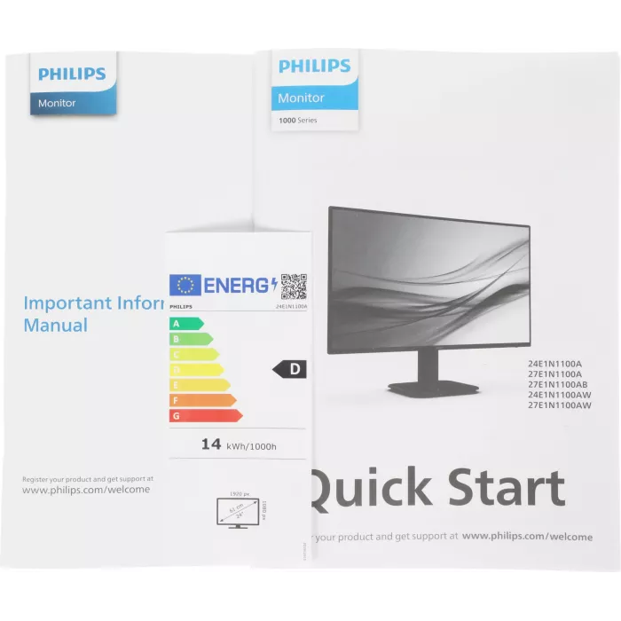 Монитор Philips 23.8" E Line 24E1N1100A черный IPS LED 16:9 HDMI M/M матовая 1500:1 300cd 178гр/178гр 1920x1080 120Hz VGA FHD 2.51кг
