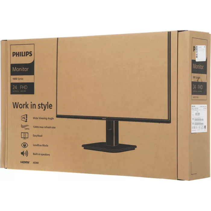 Монитор Philips 23.8" E Line 24E1N1100A черный IPS LED 16:9 HDMI M/M матовая 1500:1 300cd 178гр/178гр 1920x1080 120Hz VGA FHD 2.51кг