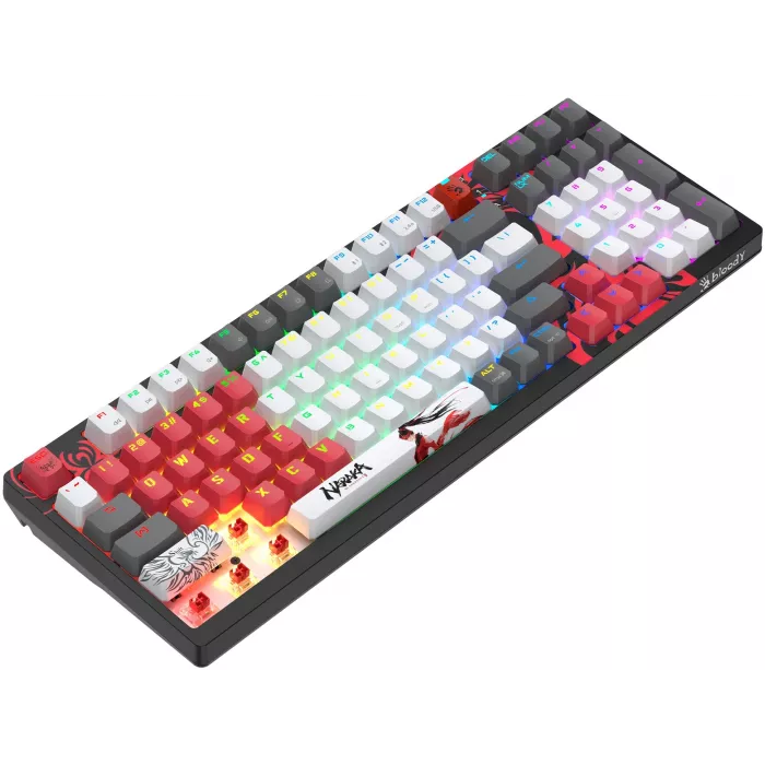 Клавиатура A4Tech WS98 Naraka механическая серый/красный USB беспроводная BT/Radio for gamer LED (WS98)