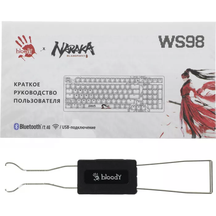 Клавиатура A4Tech WS98 Naraka механическая серый/красный USB беспроводная BT/Radio for gamer LED (WS98)