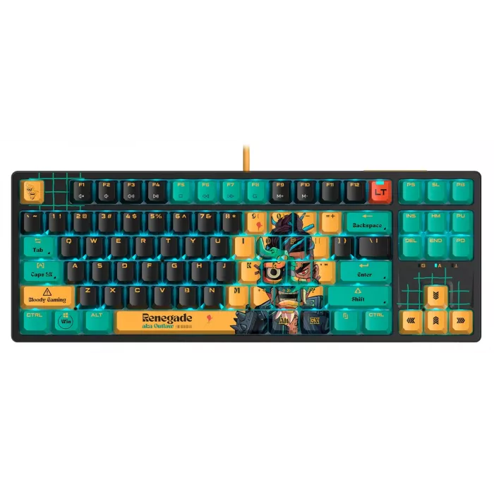 Клавиатура A4Tech AT87 Renegade черный/зеленый USB for gamer LED (AT87) кабель 1.8м