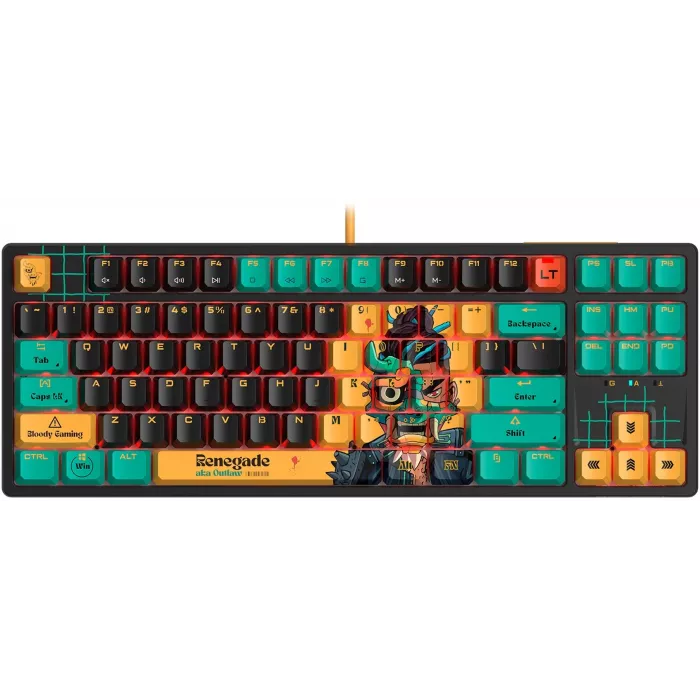 Клавиатура A4Tech AT87 Renegade черный/зеленый USB for gamer LED (AT87) кабель 1.8м