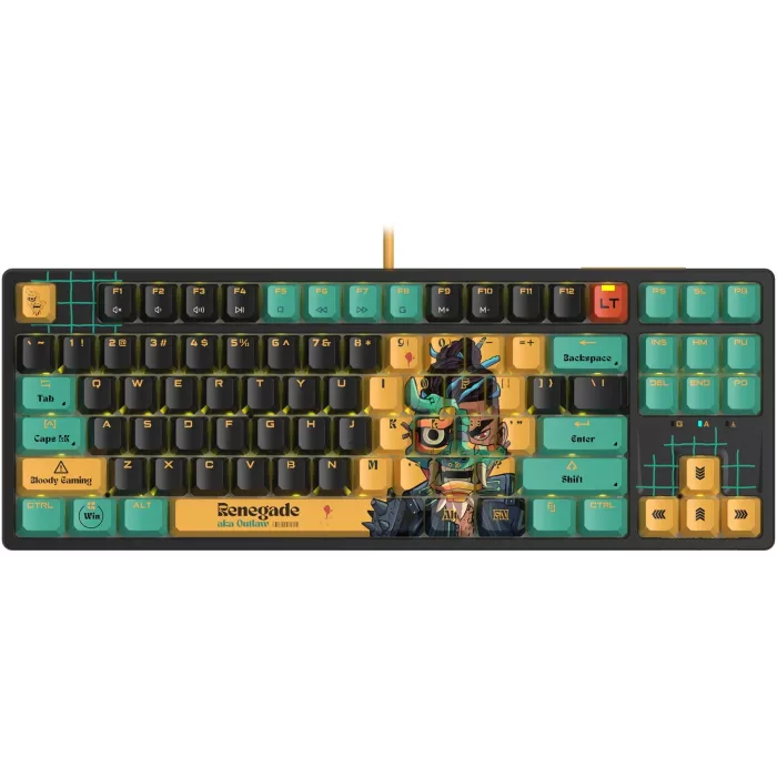 Клавиатура A4Tech AT87 Renegade черный/зеленый USB for gamer LED (AT87) кабель 1.8м