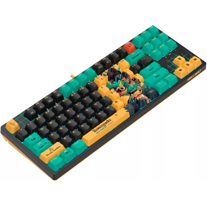 Клавиатура A4Tech AT87 Renegade черный/зеленый USB for gamer LED (AT87) кабель 1.8м