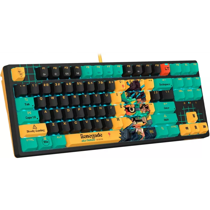 Клавиатура A4Tech AT87 Renegade черный/зеленый USB for gamer LED (AT87) кабель 1.8м