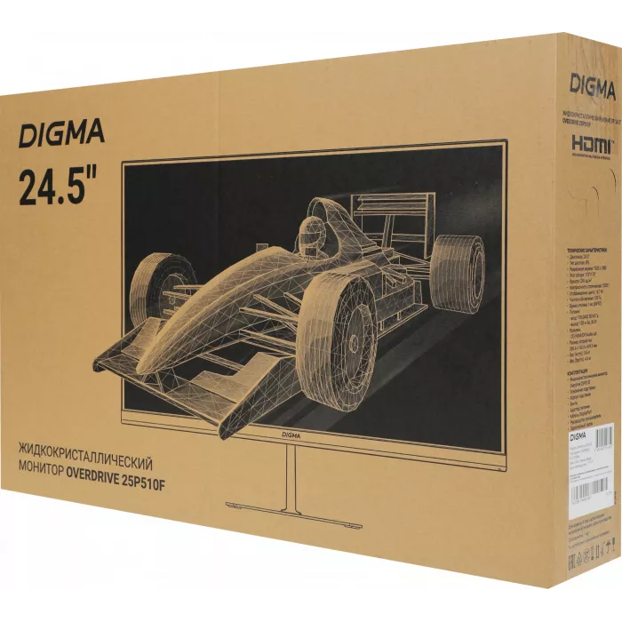 Монитор Digma 24.5" Overdrive 25P510F черный IPS LED 1ms 16:9 HDMI матовая 250cd 178гр/178гр 1920x1080 180Hz DP FHD 3.6кг