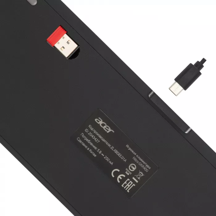 Клавиатура Acer OKR400 механическая черный USB беспроводная BT/Radio Multimedia for gamer LED (ZL.KBDEE.01A) кабель 1.5м