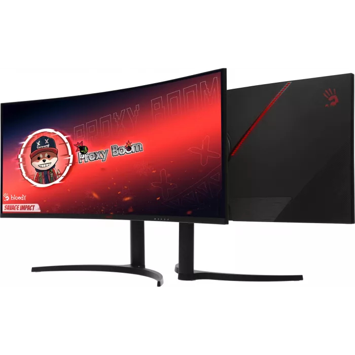 Монитор Bloody 34" MN340W черный VA LED 1ms 21:9 HDMI M/M матовая HAS Piv 300cd 178гр/178гр 3440x1440 180Hz G-Sync FreeSync DP UW USB 5.7кг