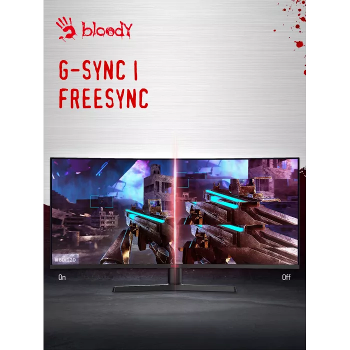 Монитор Bloody 34" MN340W черный VA LED 1ms 21:9 HDMI M/M матовая HAS Piv 300cd 178гр/178гр 3440x1440 180Hz G-Sync FreeSync DP UW USB 5.7кг