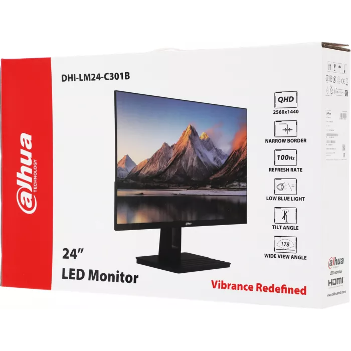 Монитор Dahua 23.8" DHI-LM24-C301B черный IPS LED 5ms 16:9 HDMI матовая 1200:1 300cd 178гр/178гр 2560x1440 100Hz DP 2K 3.1кг