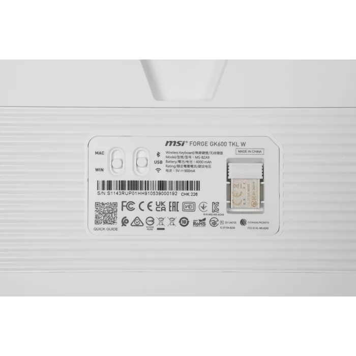 Клавиатура MSI GK600 механическая белый/синий USB беспроводная BT/Radio Multimedia for gamer LED (S11-43RUP01-HH9) кабель 1.8м