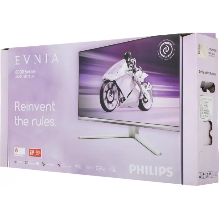 Монитор Philips 26.5" Evnia Gaming 27M2N8500 белый QD OLED LED 16:9 HDMI M/M матовая HAS Piv 1500000:1 250cd 178гр/178гр 2560x1440 360Hz G-Sync FreeSync DP 2K USB 7.35кг