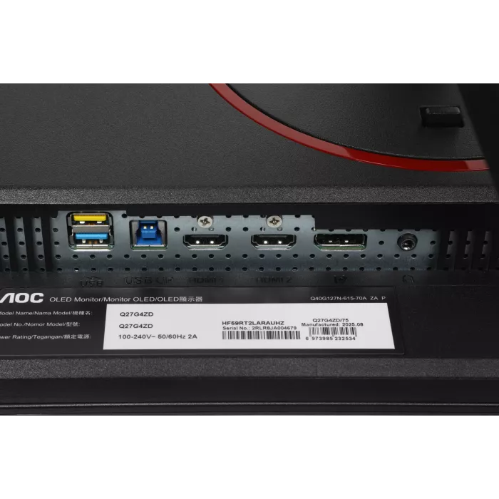 Монитор AOC 27" Q27G4ZD черный QD OLED LED 16:9 HDMI матовая HAS Piv 1500000:1 1000cd 178гр/178гр 2560x1440 240Hz DP Quad 2K (1440p) USB 6.6кг