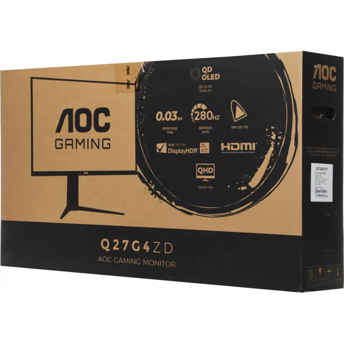 Монитор AOC 27" Q27G4ZD черный QD OLED LED 16:9 HDMI матовая HAS Piv 1500000:1 1000cd 178гр/178гр 2560x1440 240Hz DP Quad 2K (1440p) USB 6.6кг