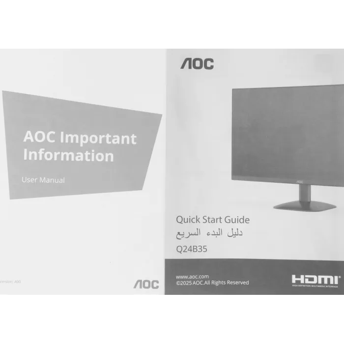 Монитор AOC 23.8" Value Line Q24B35 черный IPS LED 4ms 16:9 HDMI матовая 250cd 178гр/178гр 2560x1440 120Hz DP Quad HD 2K (1440p) 2.54кг