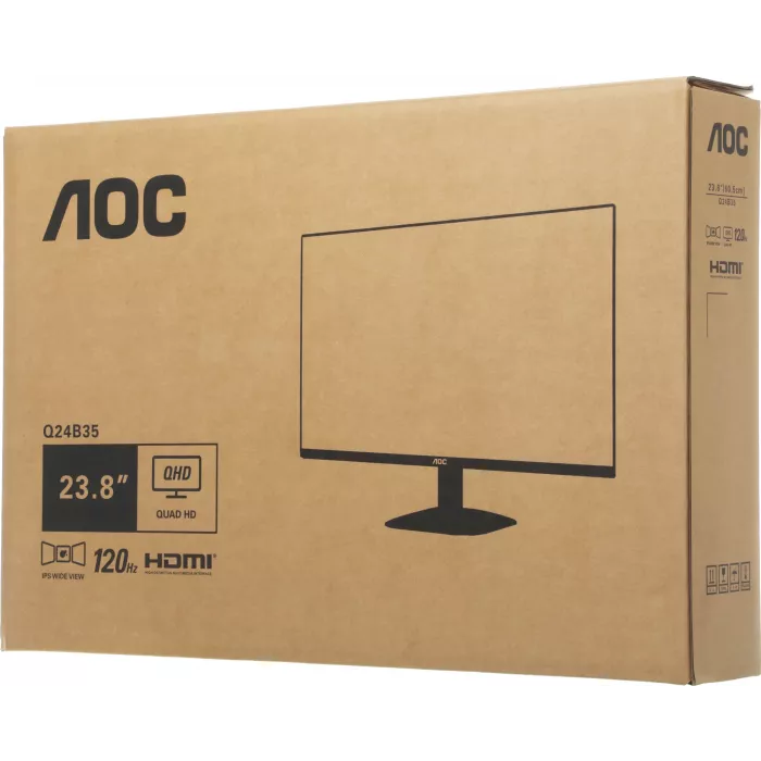 Монитор AOC 23.8" Value Line Q24B35 черный IPS LED 4ms 16:9 HDMI матовая 250cd 178гр/178гр 2560x1440 120Hz DP Quad HD 2K (1440p) 2.54кг