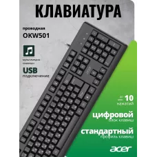 Клавиатура Acer OKW501 черный USB Multimedia (ZL.KBDEE.01U) кабель 1.8м