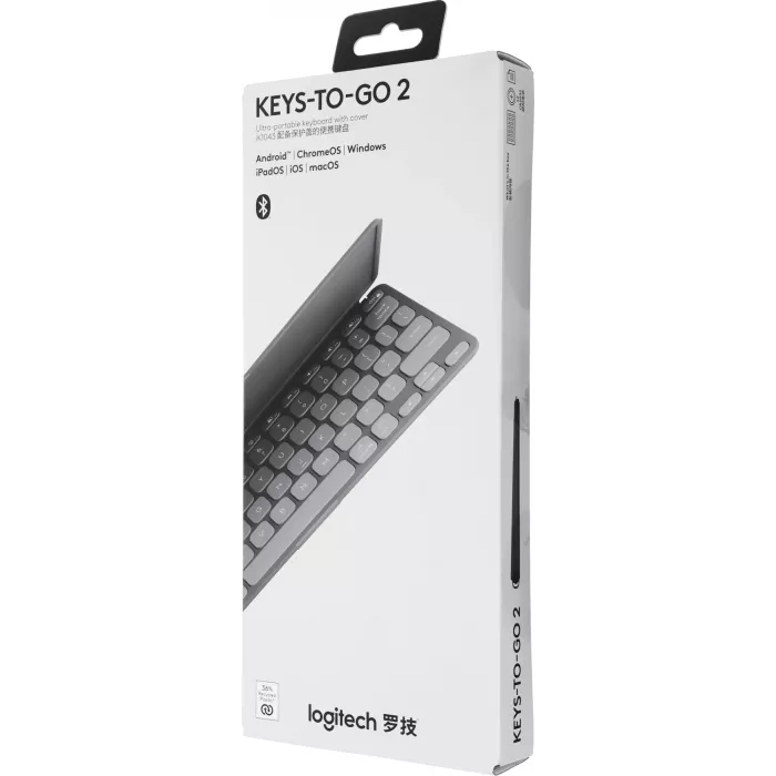 Клавиатура Logitech Keys-To-Go 2 графитовый/черный беспроводная BT slim Multimedia для ноутбука (920-012999)