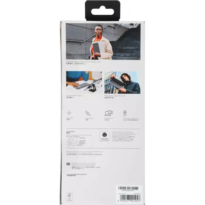 Клавиатура Logitech Keys-To-Go 2 графитовый/черный беспроводная BT slim Multimedia для ноутбука (920-012999)