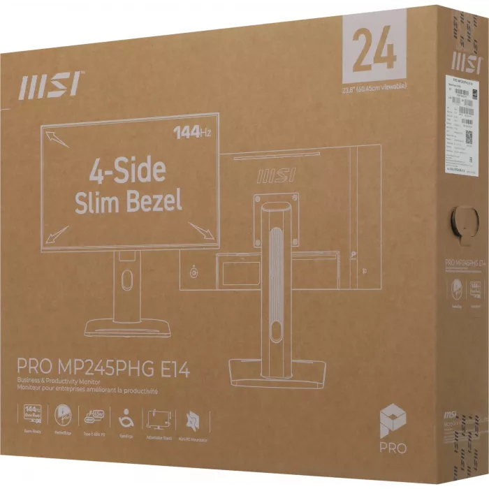 Монитор MSI 23.8" Pro MP245PHG E14 черный IPS LED 16:9 HDMI M/M HAS Piv 300cd 178гр/178гр 1920x1080 144Hz DP FHD USB 5.55кг