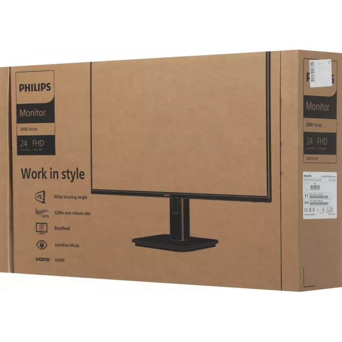 Монитор Philips 23.8" 24E1N2100D черный IPS LED 16:9 DVI HDMI матовая 1500:1 300cd 178гр/178гр 1920x1080 120Hz VGA FHD 2.91кг