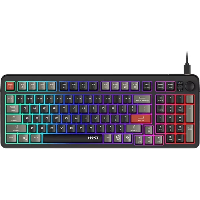 Клавиатура MSI GK110 черный/серый USB Multimedia for gamer LED (S11-04RU258-HH9) кабель 1.5м