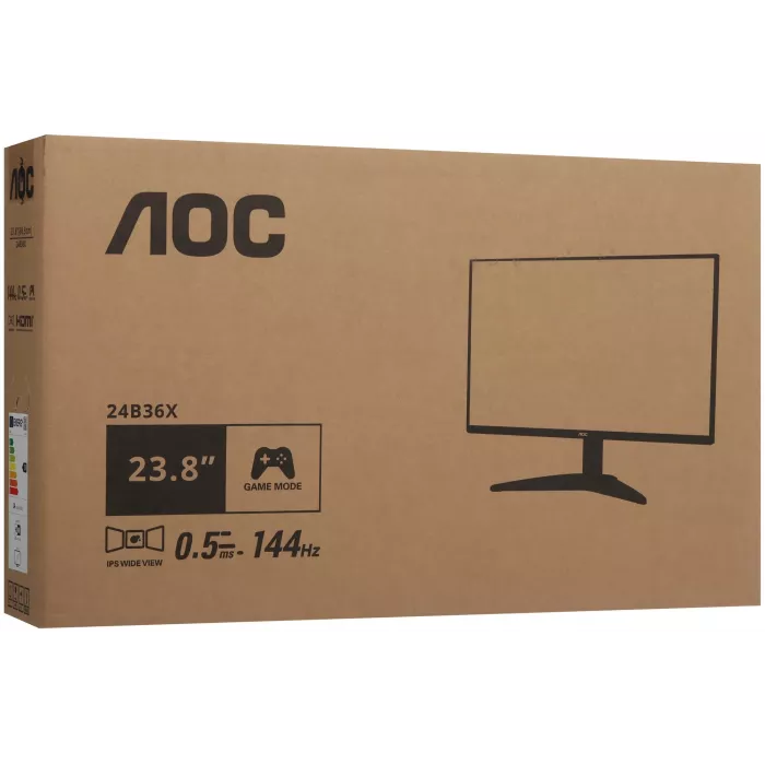 Монитор AOC 23.8" 24B36X черный IPS LED 16:9 HDMI матовая 300cd 178гр/178гр 1920x1080 144Hz DP FHD 2.52кг
