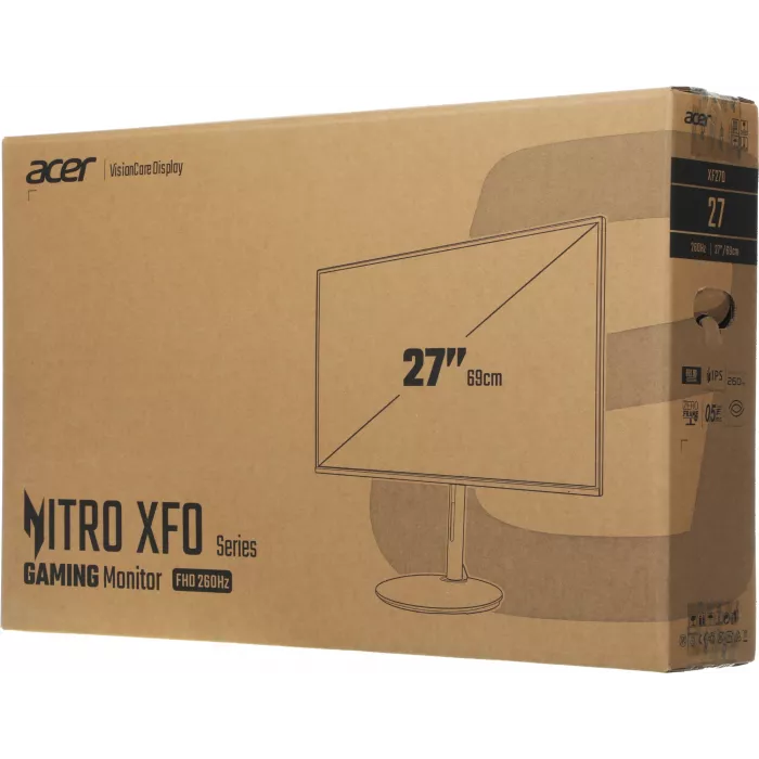 Монитор Acer 27" Nitro XF270W5biiph черный IPS LED 16:9 HDMI матовая HAS Piv 250cd 178гр/178гр 1920x1080 260Hz FreeSync Premium DP FHD 6.16кг