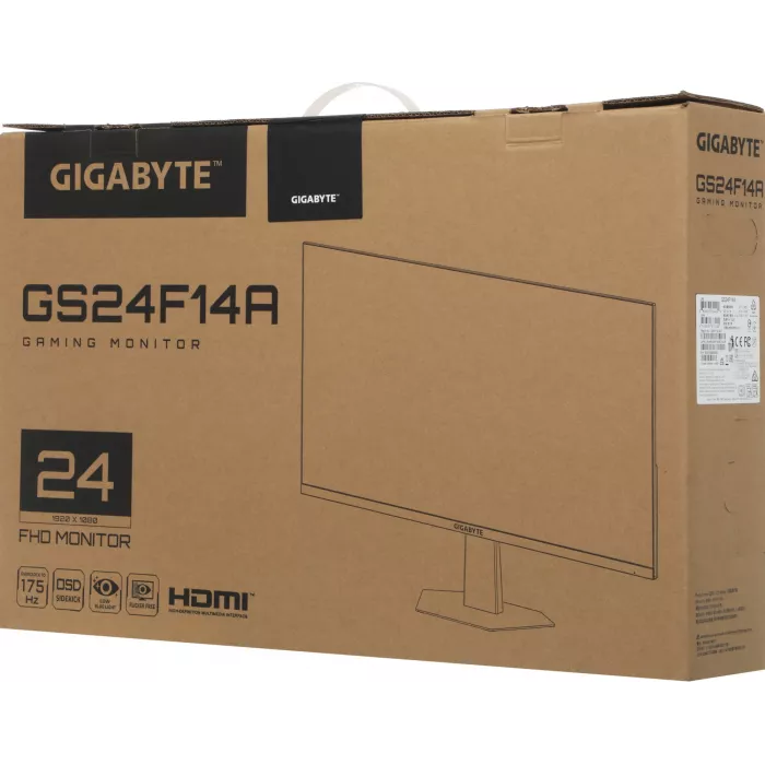 Монитор Gigabyte 23.8" GS24F14A черный IPS LED 16:9 HDMI матовая 400cd 178гр/178гр 1920x1080 144Hz DP FHD 3.16кг