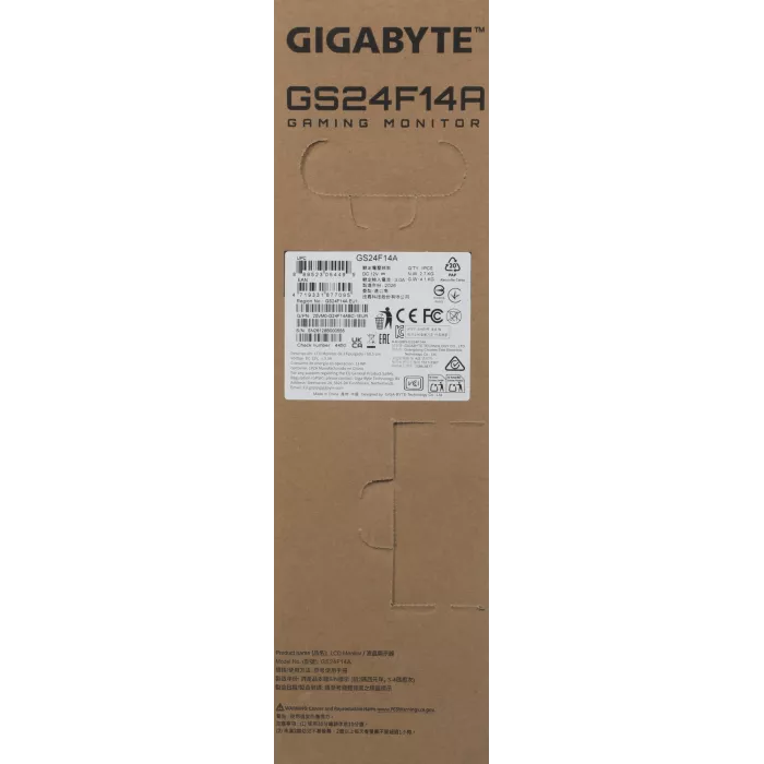Монитор Gigabyte 23.8" GS24F14A черный IPS LED 16:9 HDMI матовая 400cd 178гр/178гр 1920x1080 144Hz DP FHD 3.16кг