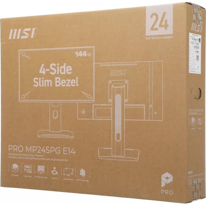 Монитор MSI 23.8" Pro MP245PG E14 черный IPS LED 16:9 HDMI M/M матовая HAS Piv 300cd 178гр/178гр 1920x1080 144Hz VGA DP FHD 5.25кг