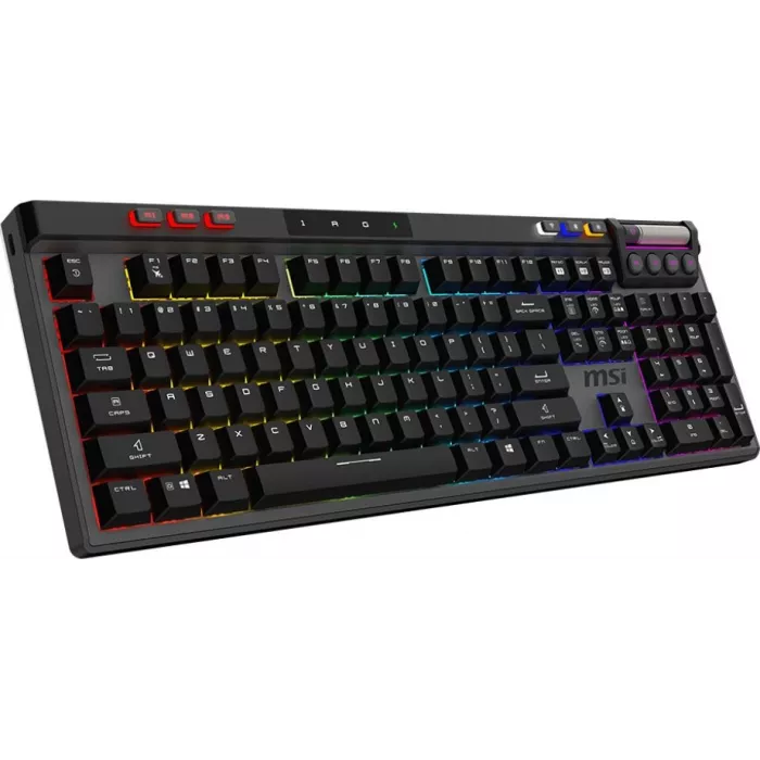 Клавиатура MSI STRIKE Pro W Silent механическая серый/черный USB беспроводная BT/Radio Multimedia for gamer LED (подставка для запястий) (S11-43RU210-CLA) кабель 2м