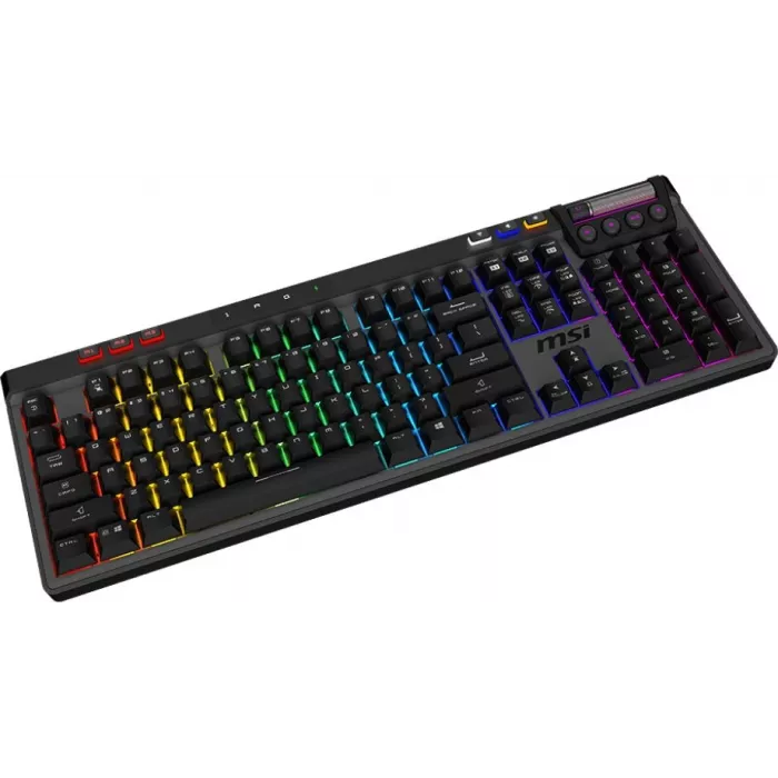 Клавиатура MSI STRIKE Pro W Silent механическая серый/черный USB беспроводная BT/Radio Multimedia for gamer LED (подставка для запястий) (S11-43RU210-CLA) кабель 2м