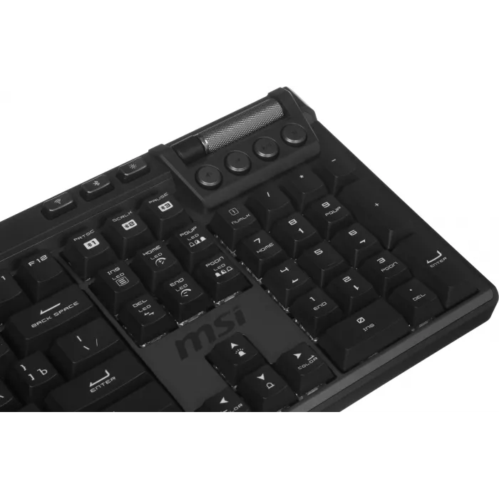 Клавиатура MSI STRIKE Pro W Silent механическая серый/черный USB беспроводная BT/Radio Multimedia for gamer LED (подставка для запястий) (S11-43RU210-CLA) кабель 2м