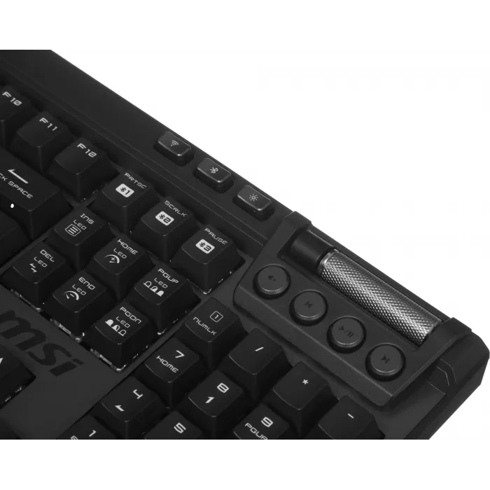 Клавиатура MSI STRIKE Pro W Silent механическая серый/черный USB беспроводная BT/Radio Multimedia for gamer LED (подставка для запястий) (S11-43RU210-CLA) кабель 2м