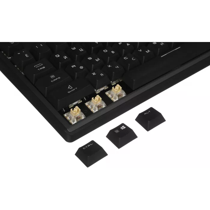 Клавиатура MSI STRIKE Pro W Silent механическая серый/черный USB беспроводная BT/Radio Multimedia for gamer LED (подставка для запястий) (S11-43RU210-CLA) кабель 2м