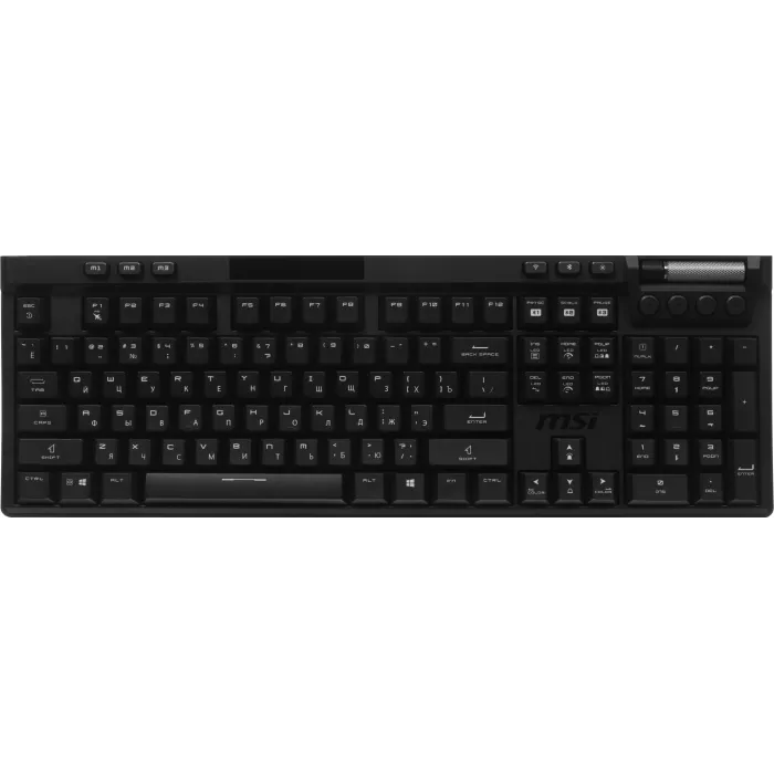 Клавиатура MSI STRIKE Pro W Silent механическая серый/черный USB беспроводная BT/Radio Multimedia for gamer LED (подставка для запястий) (S11-43RU210-CLA) кабель 2м