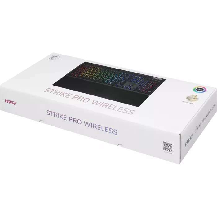 Клавиатура MSI STRIKE Pro W Silent механическая серый/черный USB беспроводная BT/Radio Multimedia for gamer LED (подставка для запястий) (S11-43RU210-CLA) кабель 2м