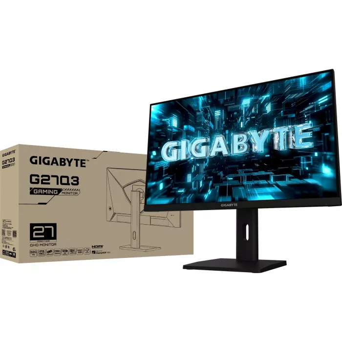 Монитор Gigabyte 27" G27Q3 черный IPS LED 16:9 HDMI полуматовая HAS Piv 1300:1 350cd 178гр/178гр 2560x1440 320Hz FreeSync Premium DP 2K USB 6.88кг