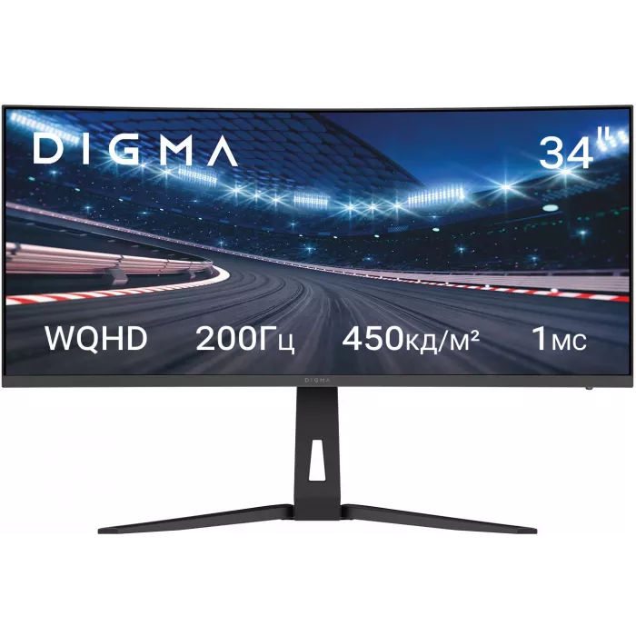 Монитор Digma 34" Overdrive 34A712Q черный VA LED 1ms 21:9 HDMI M/M матовая HAS Piv 450cd 178гр/178гр 3440x1440 200Hz DP UW 5.7кг