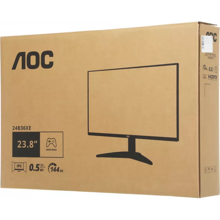 Монитор AOC 23.8" 24B36XE черный IPS LED 16:9 HDMI матовая 300cd 178гр/178гр 1920x1080 144Hz VGA FHD 2.5кг