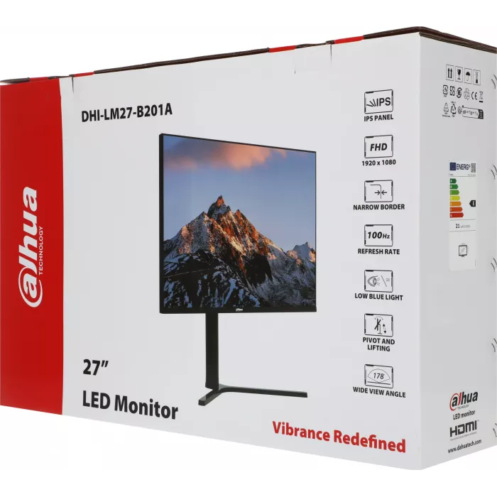 Монитор Dahua 27" DHI-LM27-B201AYS черный IPS LED 5ms 16:9 HDMI M/M матовая 1000:1 250cd 178гр/178гр 1920x1080 100Hz VGA FHD 3.84кг
