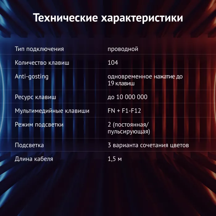 Клавиатура Оклик 780G SLAYER черный USB for gamer LED (412899) кабель 1.5м