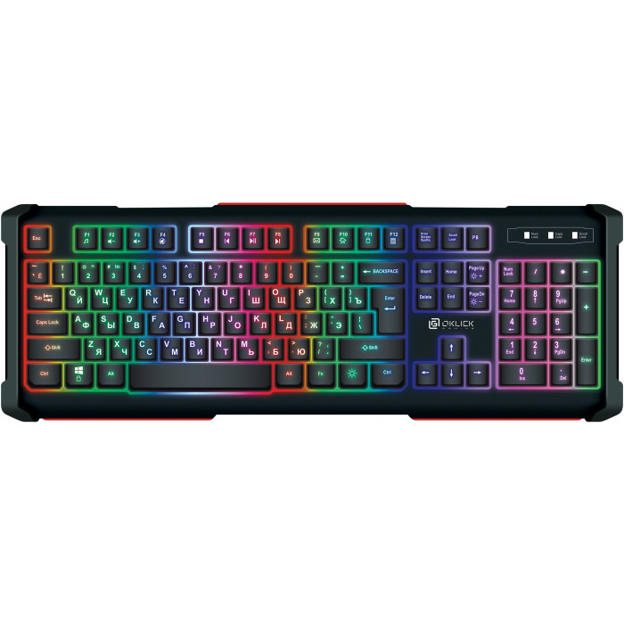 Клавиатура Оклик 717G BLACK DEATH черный/оранжевый USB Multimedia for gamer LED (476395) кабель 1.5м