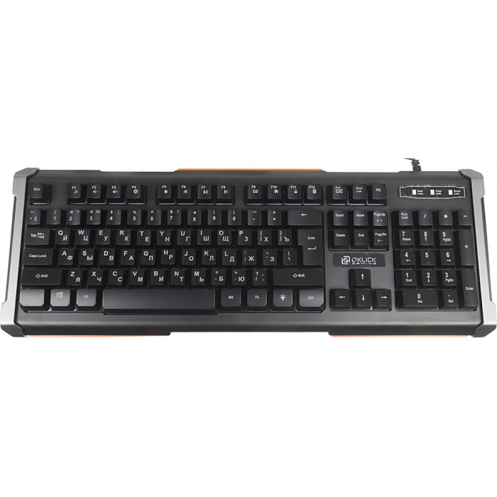 Клавиатура Оклик 717G BLACK DEATH черный/оранжевый USB Multimedia for gamer LED (476395) кабель 1.5м